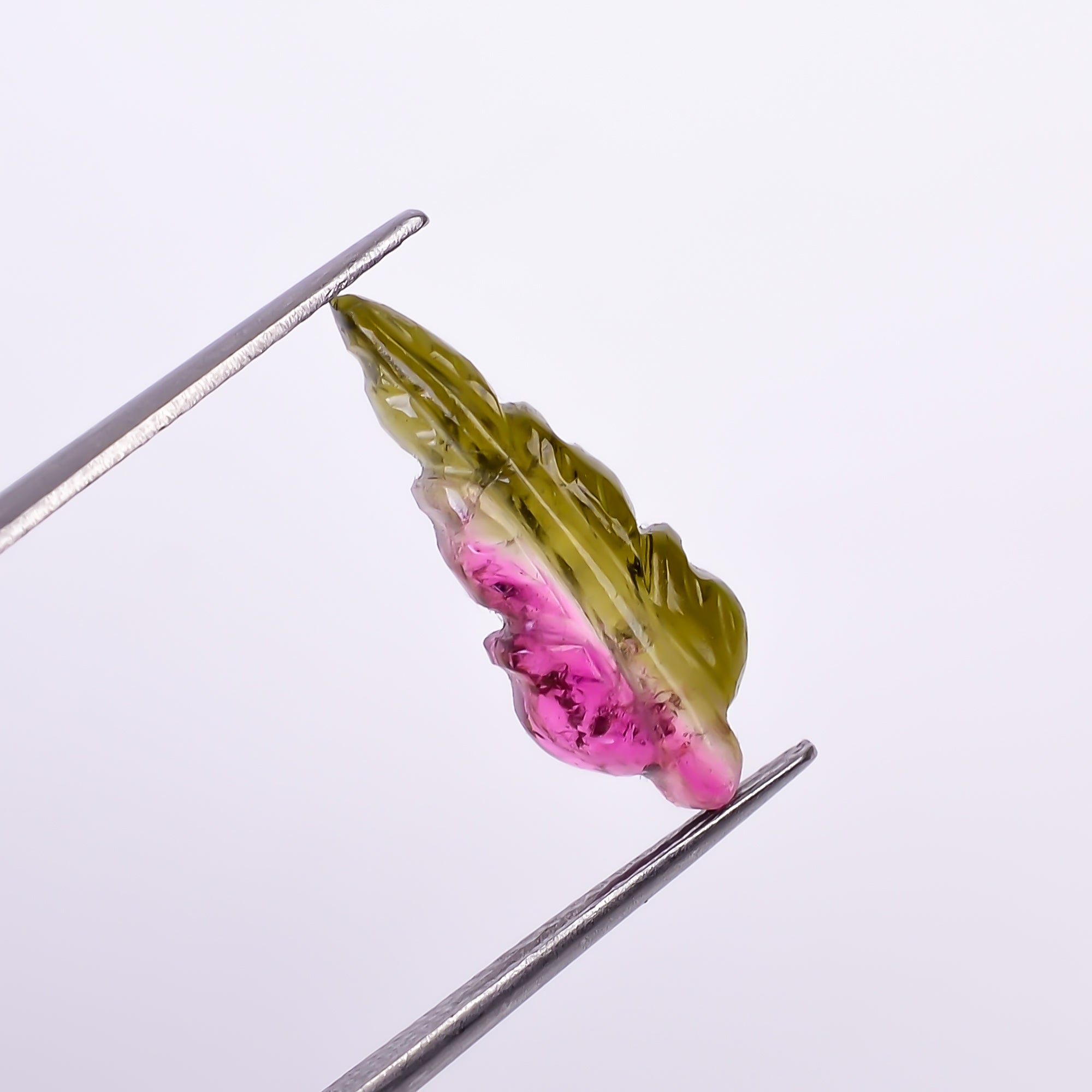 Natural Watermelon Tourmaline Leaf Shape Carved Loose Gemstone For Making Jewelry 2.3 Ct. 16X6X3 mm Y-9964