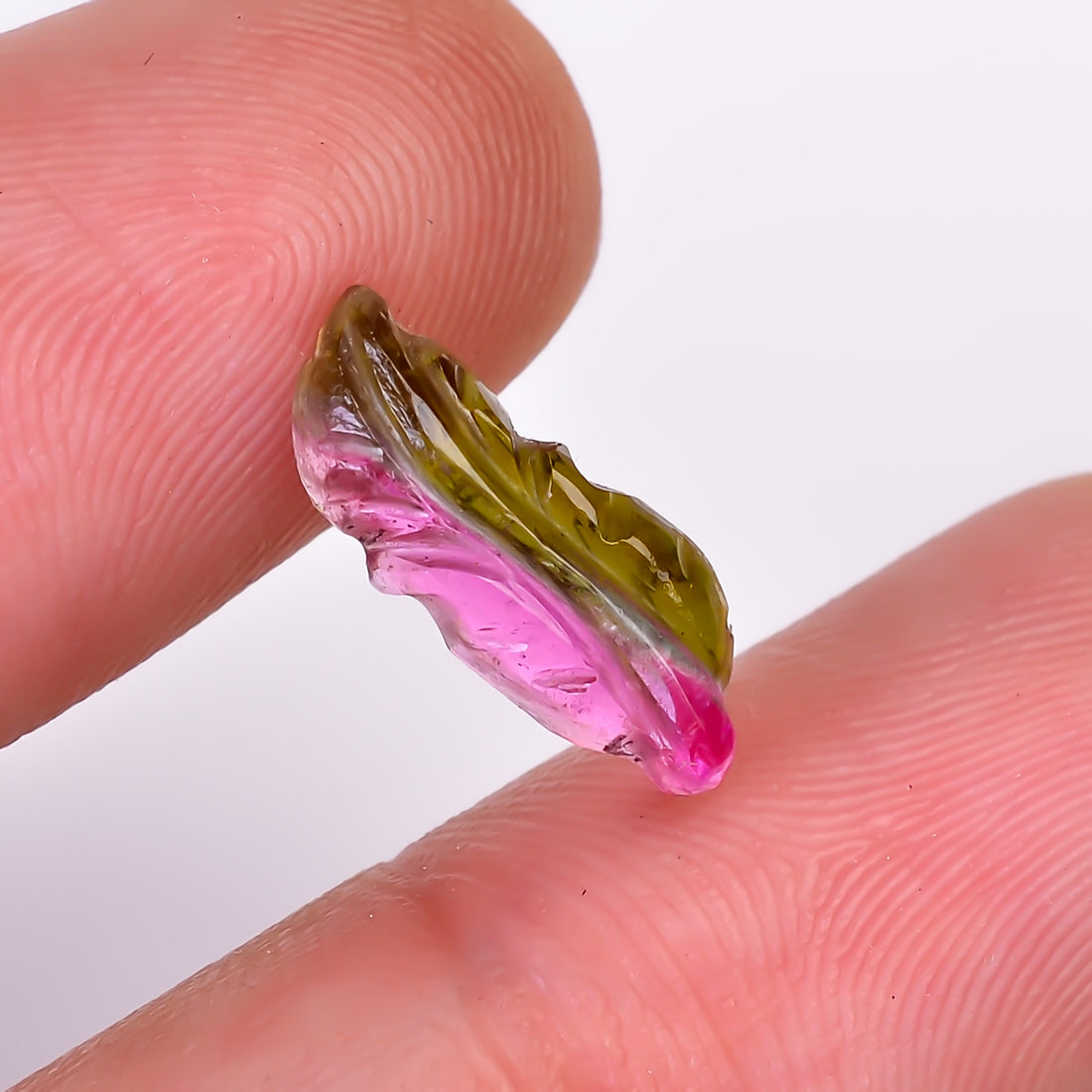 Natural Watermelon Tourmaline Leaf Shape Carved Loose Gemstone For Making Jewelry 2.4 Ct. 14X5X3 mm Y-9965