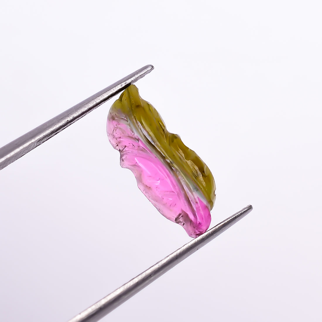 Natural Watermelon Tourmaline Leaf Shape Carved Loose Gemstone For Making Jewelry 2.4 Ct. 14X5X3 mm Y-9965