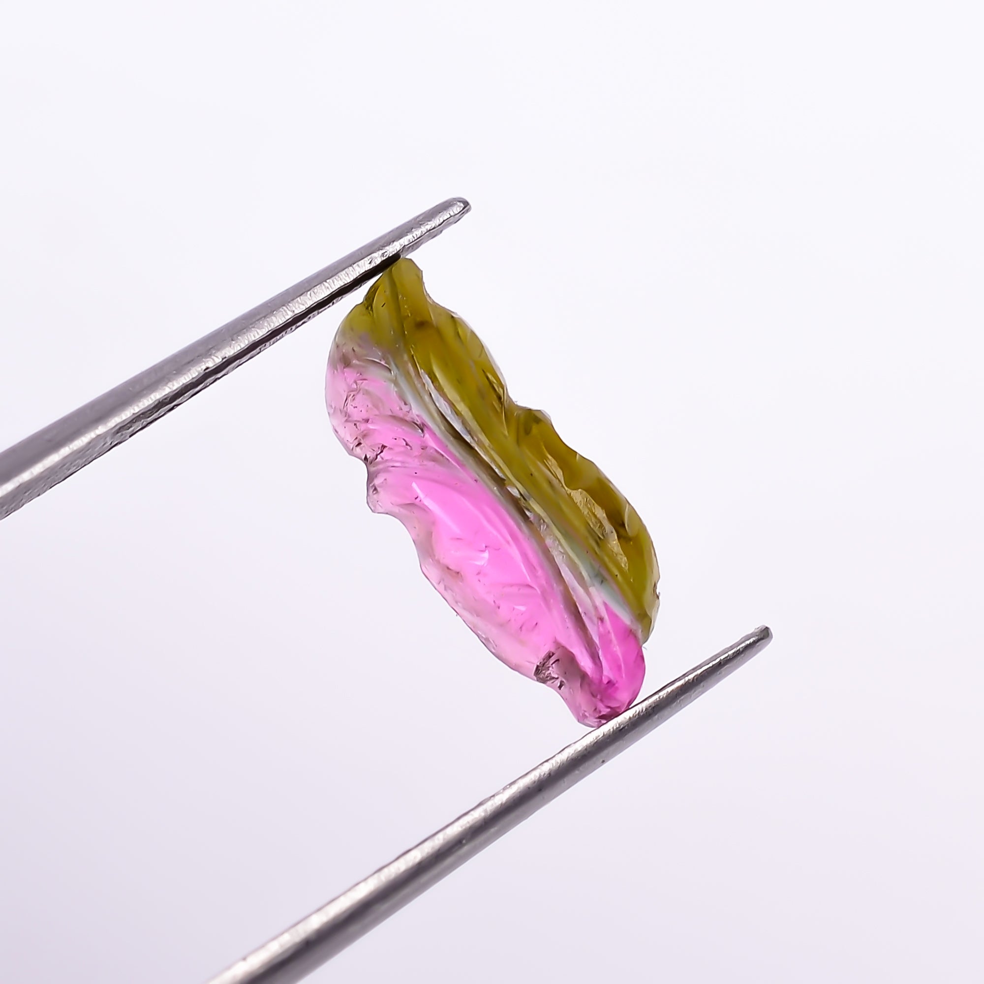 Natural Watermelon Tourmaline Leaf Shape Carved Loose Gemstone For Making Jewelry 2.4 Ct. 14X5X3 mm Y-9965
