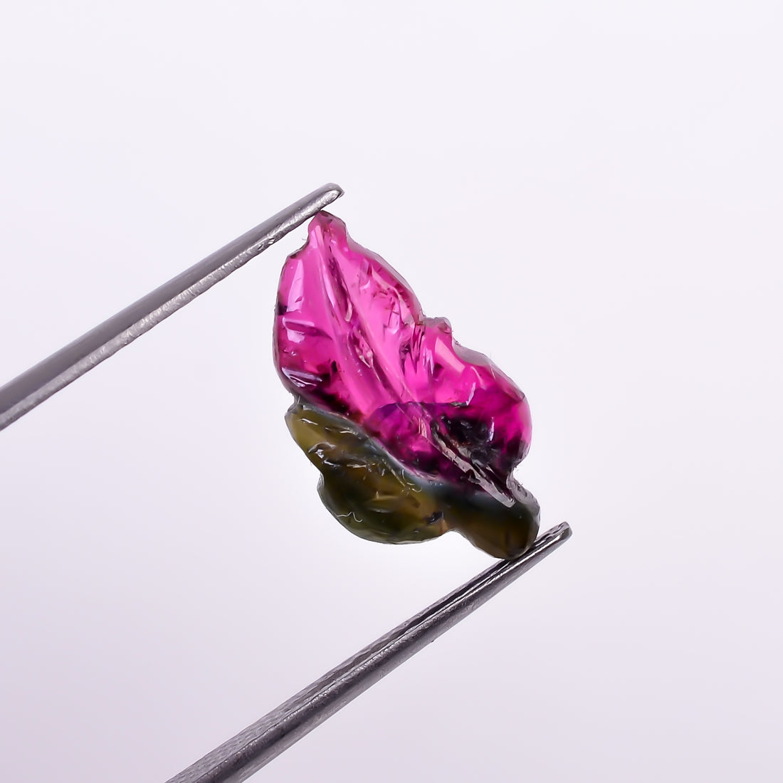 Natural Watermelon Tourmaline Leaf Shape Carved Loose Gemstone For Making Jewelry 2.4 Ct. 13X8X2 mm Y-9966