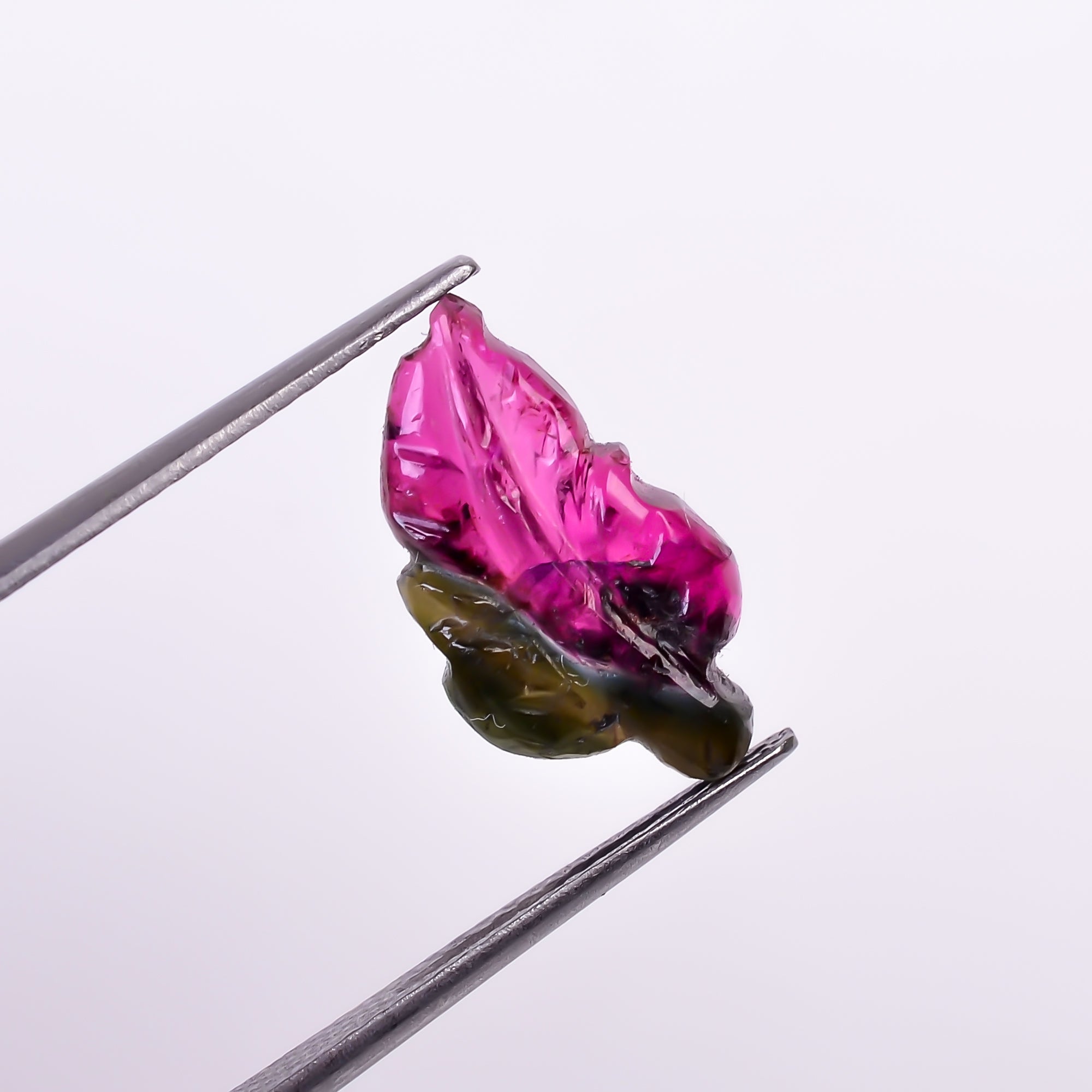 Natural Watermelon Tourmaline Leaf Shape Carved Loose Gemstone For Making Jewelry 2.4 Ct. 13X8X2 mm Y-9966