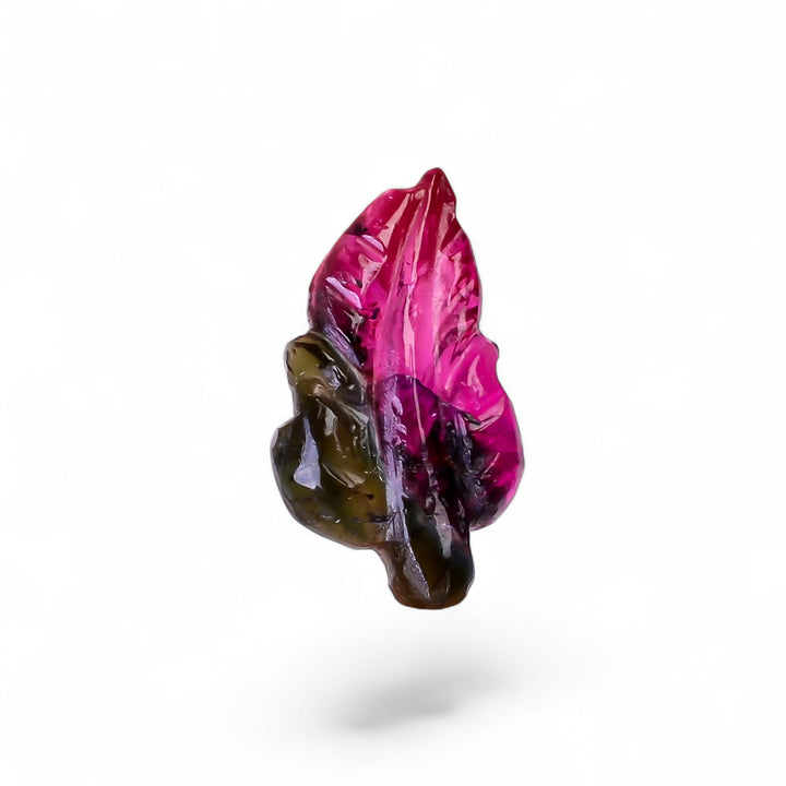 Natural Watermelon Tourmaline Leaf Shape Carved Loose Gemstone For Making Jewelry 2.4 Ct. 13X8X2 mm Y-9966