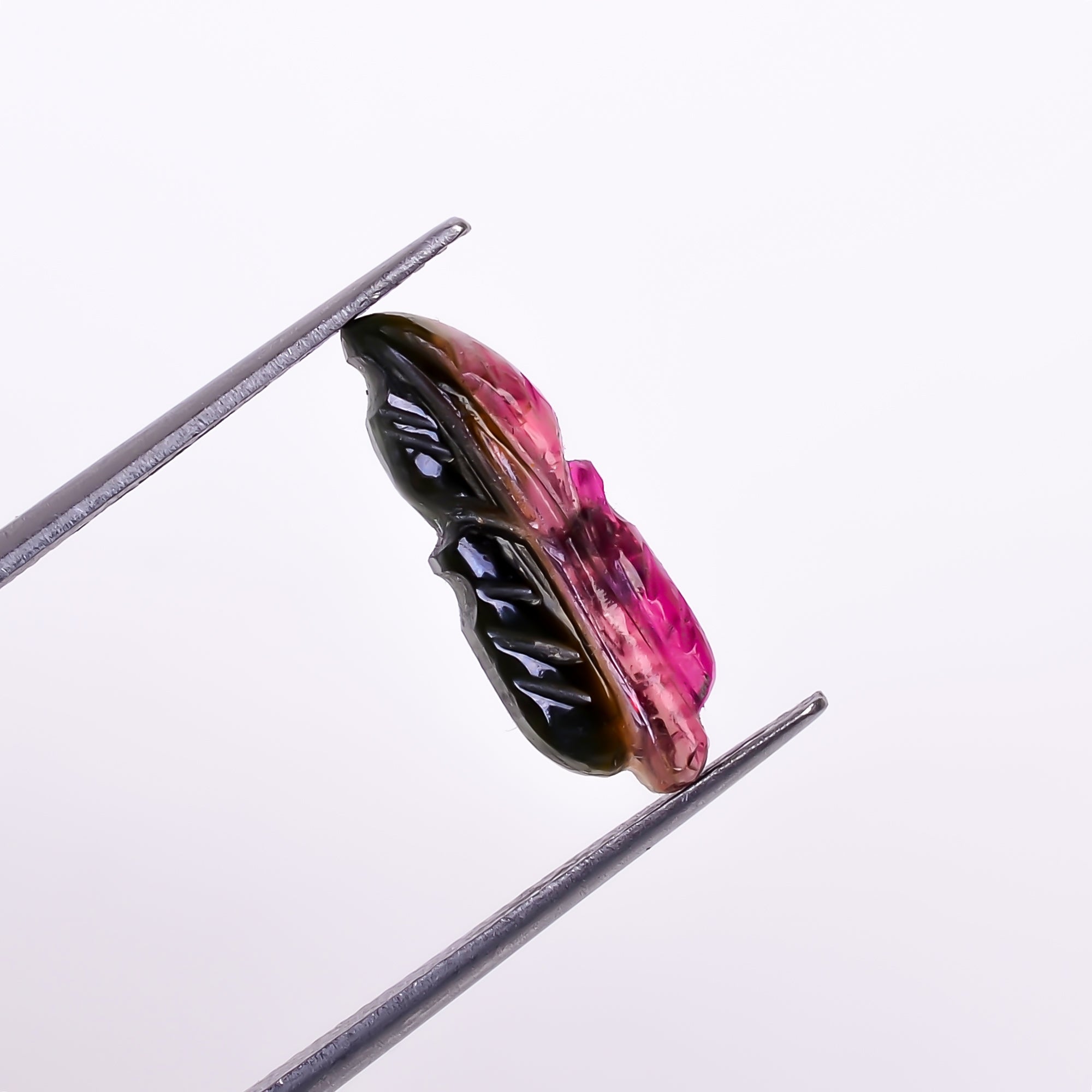 Natural Watermelon Tourmaline Leaf Shape Carved Loose Gemstone For Making Jewelry 2.4 Ct. 15X5X2 mm Y-9967