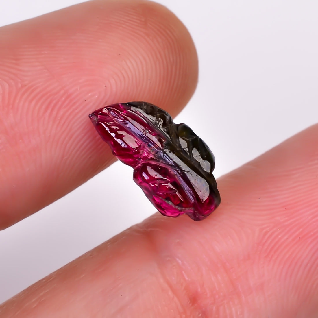 Natural Watermelon Tourmaline Leaf Shape Carved Loose Gemstone For Making Jewelry 2.2 Ct. 13X6X3 mm Y-9968
