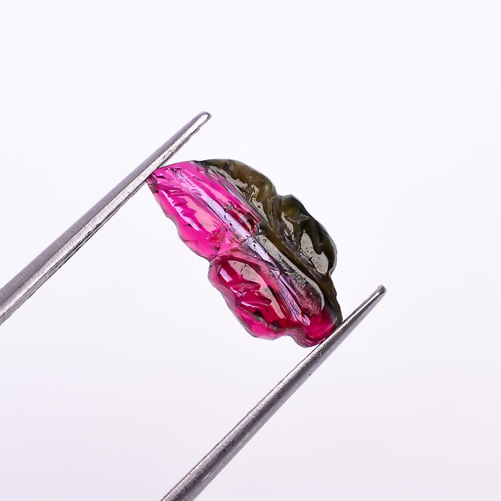 Natural Watermelon Tourmaline Leaf Shape Carved Loose Gemstone For Making Jewelry 2.2 Ct. 13X6X3 mm Y-9968