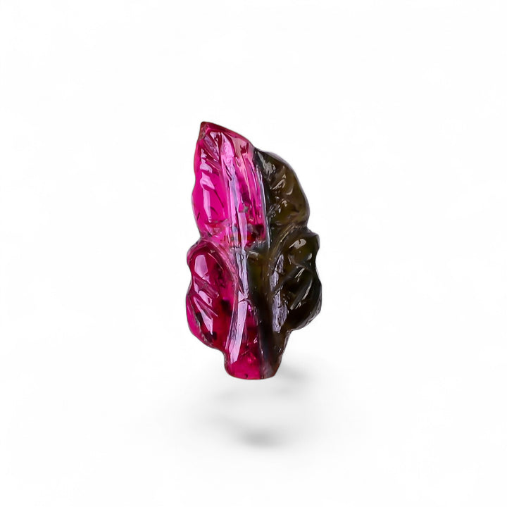 Natural Watermelon Tourmaline Leaf Shape Carved Loose Gemstone For Making Jewelry 2.2 Ct. 13X6X3 mm Y-9968