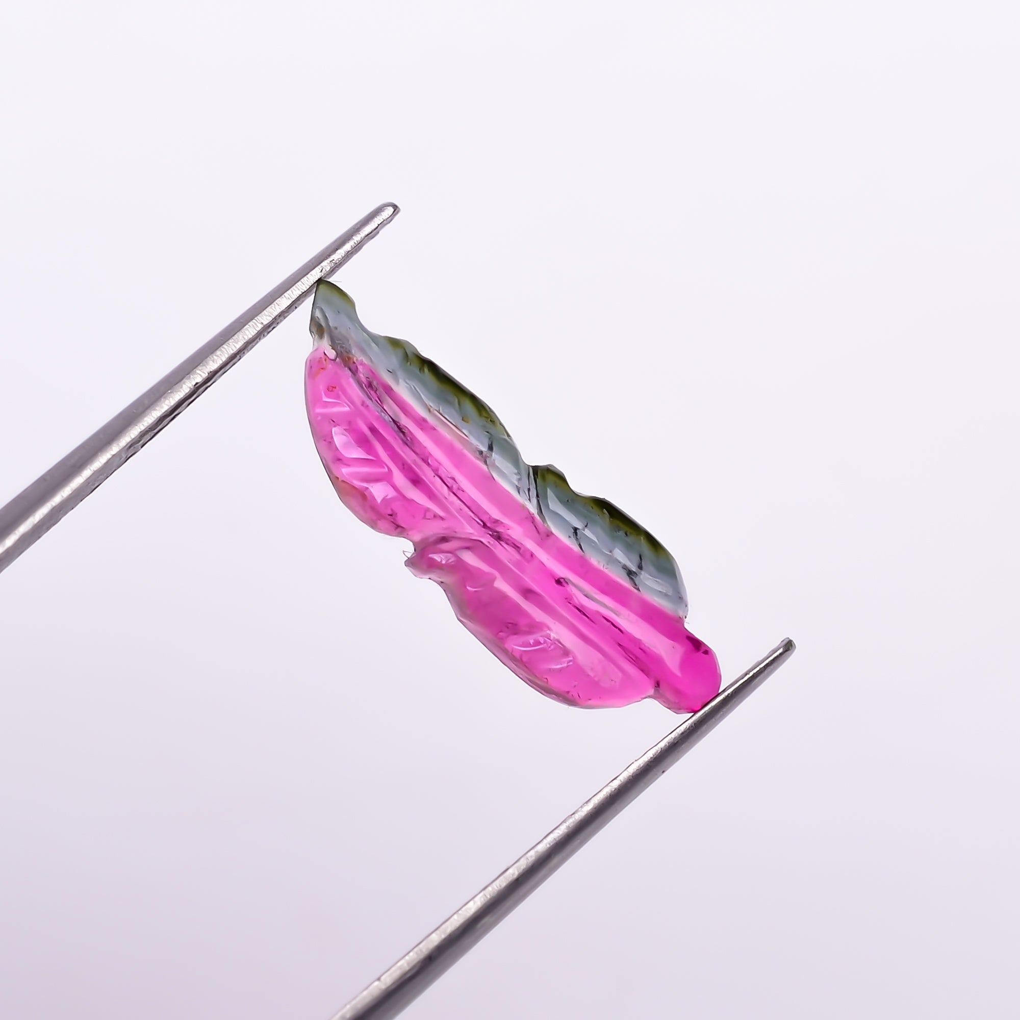 Natural Watermelon Tourmaline Leaf Shape Carved Loose Gemstone For Making Jewelry 2.6 Ct. 19X6X3 mm Y-9969