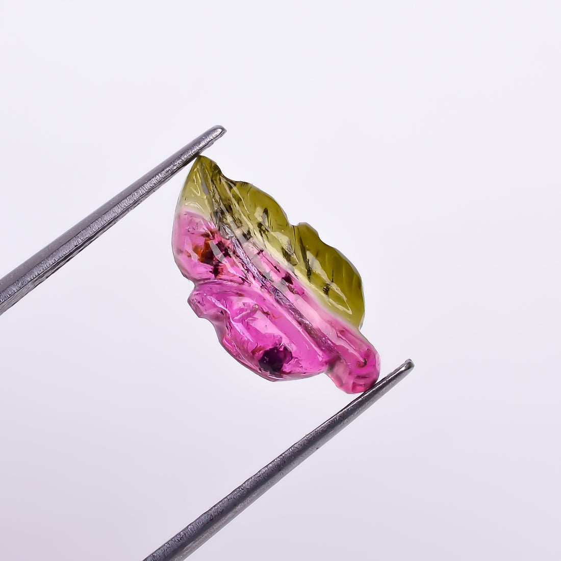 Natural Watermelon Tourmaline Leaf Shape Carved Loose Gemstone For Making Jewelry 2.3 Ct. 14X7X2 mm Y-9970