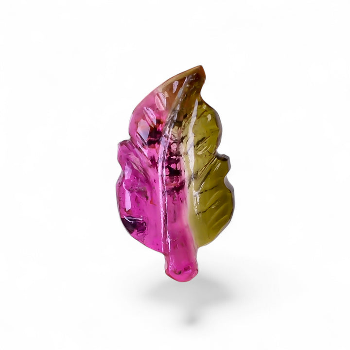 Natural Watermelon Tourmaline Leaf Shape Carved Loose Gemstone For Making Jewelry 2.3 Ct. 14X7X2 mm Y-9970