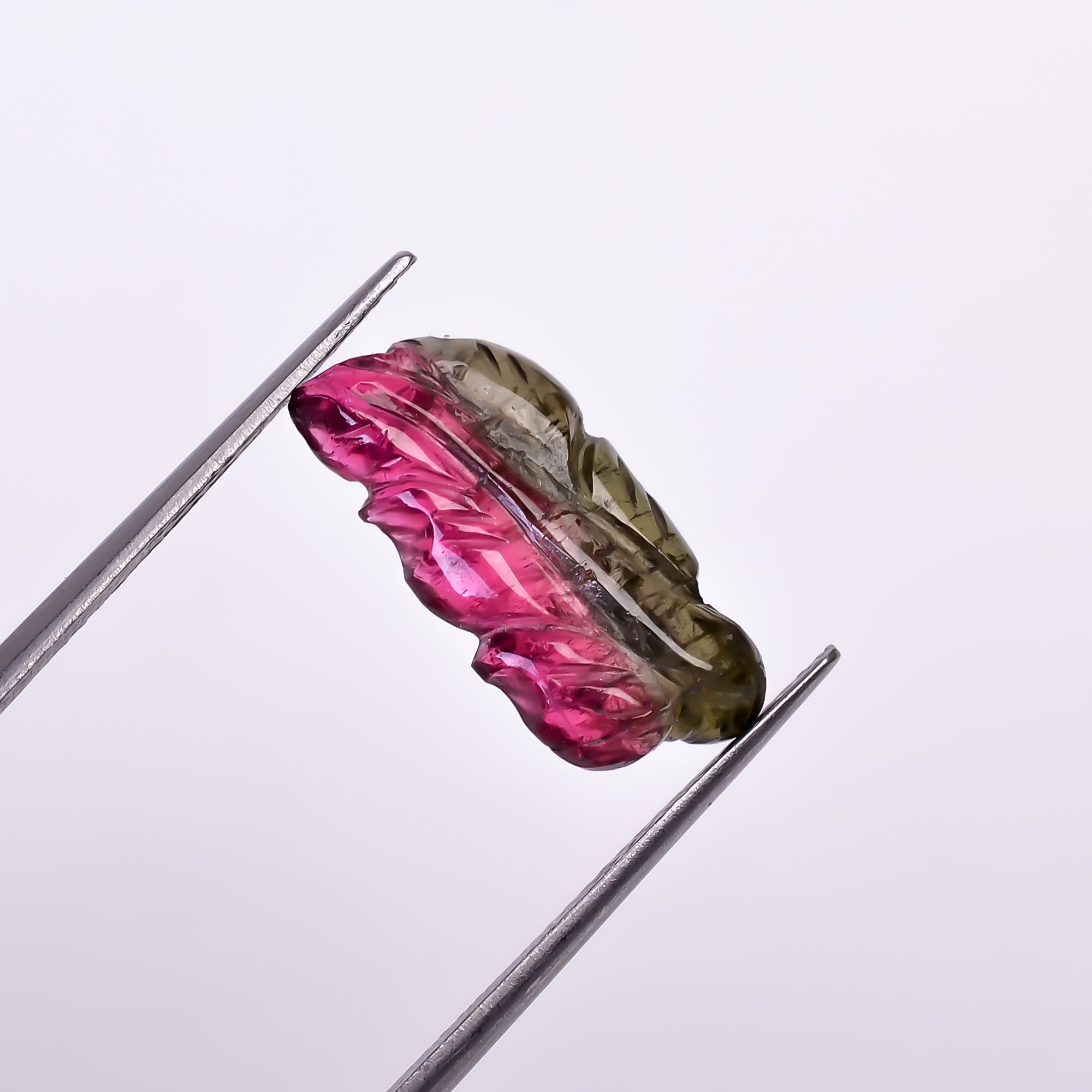 Natural Watermelon Tourmaline Leaf Shape Carved Loose Gemstone For Making Jewelry 4.35 Ct. 17X8X3 mm Y-9971