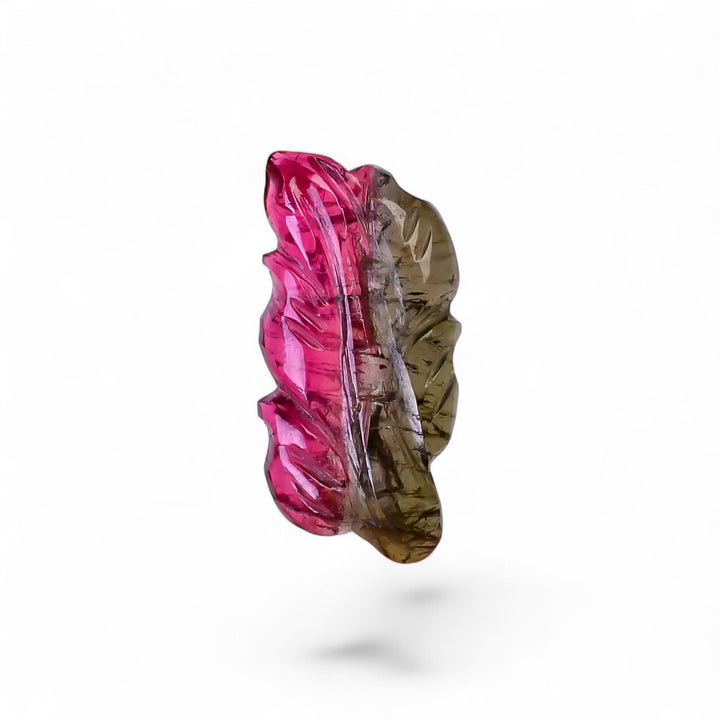 Natural Watermelon Tourmaline Leaf Shape Carved Loose Gemstone For Making Jewelry 4.35 Ct. 17X8X3 mm Y-9971