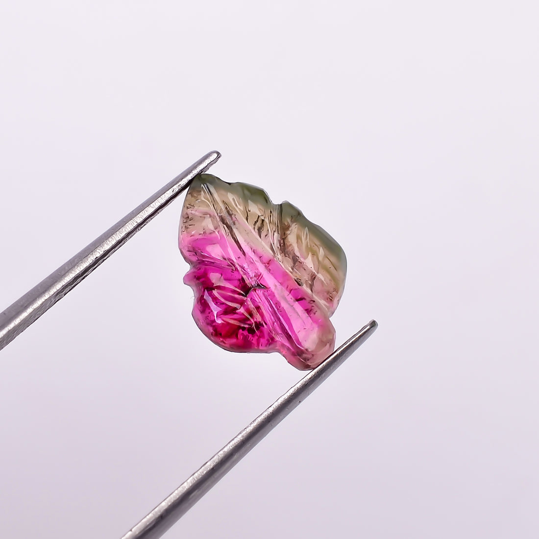 Natural Watermelon Tourmaline Leaf Shape Carved Loose Gemstone For Making Jewelry 2.3 Ct. 13X9X2 mm Y-9972