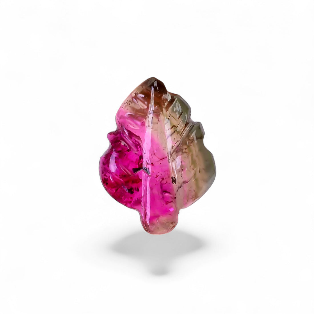 Natural Watermelon Tourmaline Leaf Shape Carved Loose Gemstone For Making Jewelry 2.3 Ct. 13X9X2 mm Y-9972