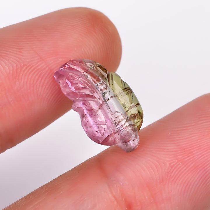 Natural Watermelon Tourmaline Leaf Shape Carved Loose Gemstone For Making Jewelry 4.1 Ct. 15X9X3 mm Y-9973
