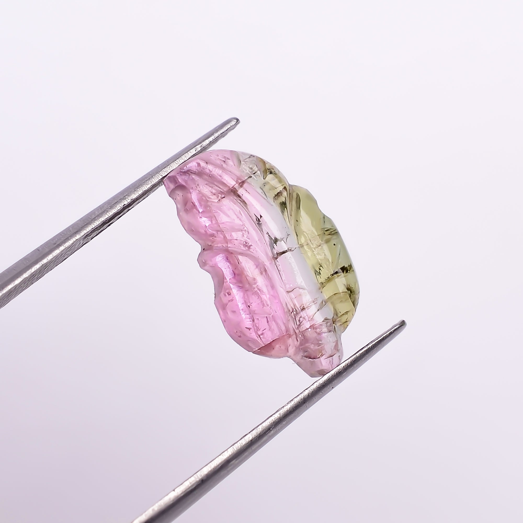 Natural Watermelon Tourmaline Leaf Shape Carved Loose Gemstone For Making Jewelry 4.1 Ct. 15X9X3 mm Y-9973
