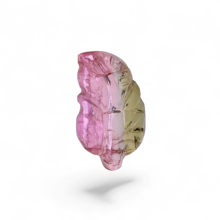 Natural Watermelon Tourmaline Leaf Shape Carved Loose Gemstone For Making Jewelry 4.1 Ct. 15X9X3 mm Y-9973