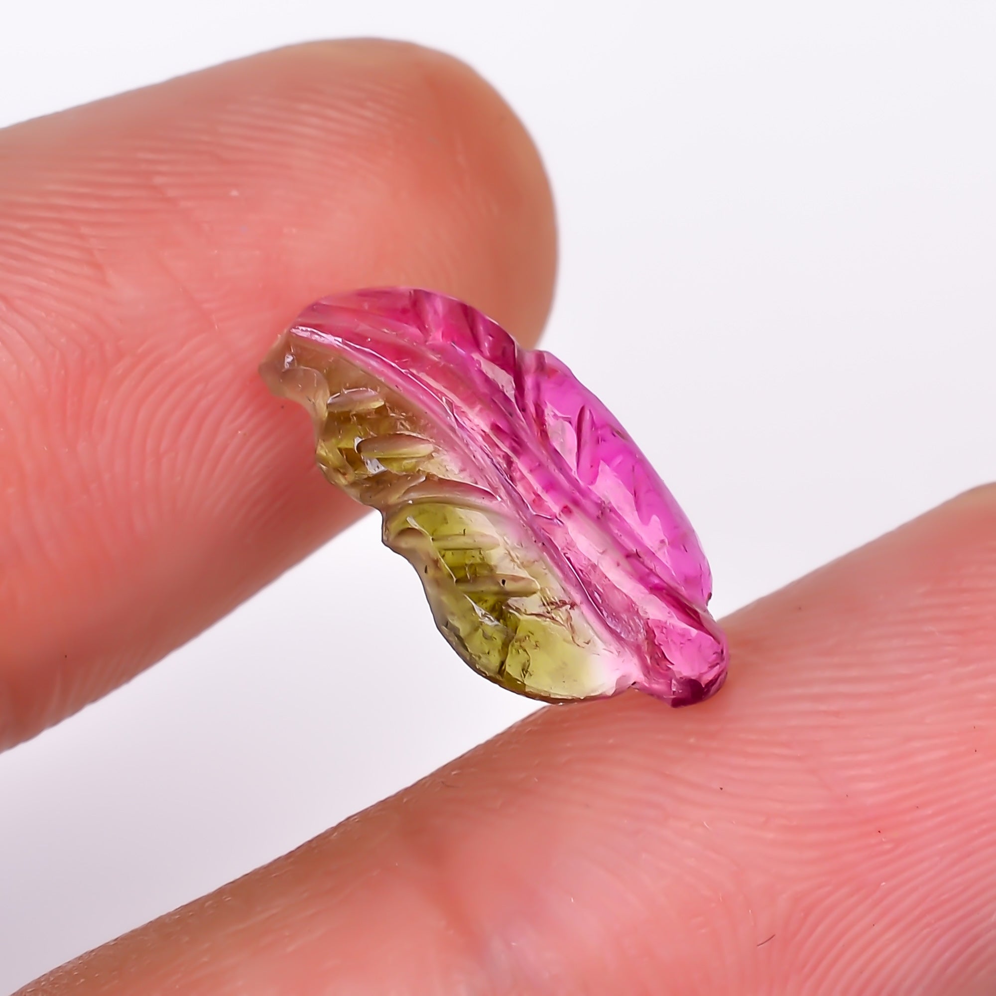 Natural Watermelon Tourmaline Leaf Shape Carved Loose Gemstone For Making Jewelry 2.6 Ct. 15X7X2 mm Y-9975