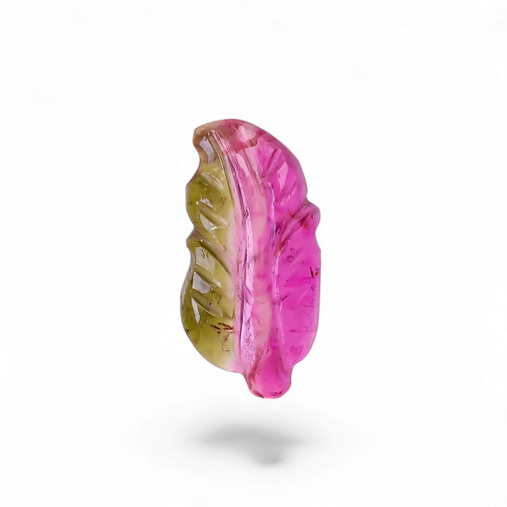 Natural Watermelon Tourmaline Leaf Shape Carved Loose Gemstone For Making Jewelry 2.6 Ct. 15X7X2 mm Y-9975