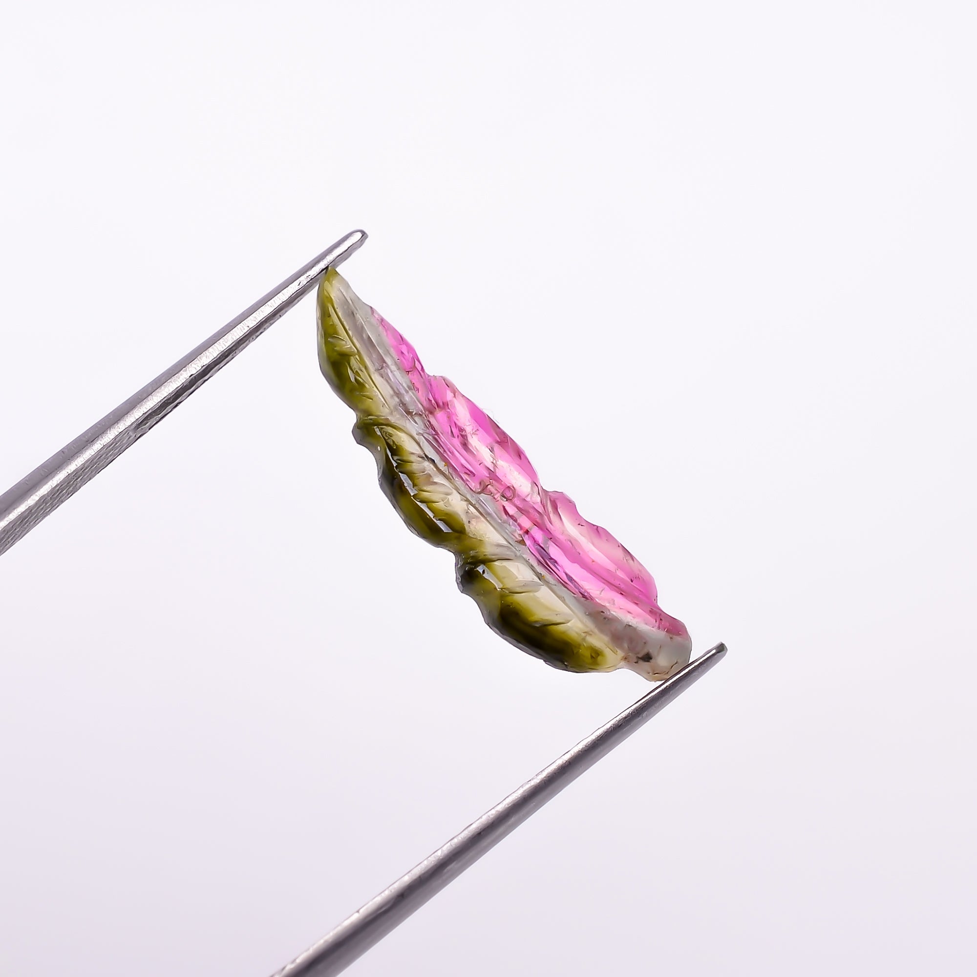Natural Watermelon Tourmaline Leaf Shape Carved Loose Gemstone For Making Jewelry 2.65 Ct. 21X5X2 mm Y-9976