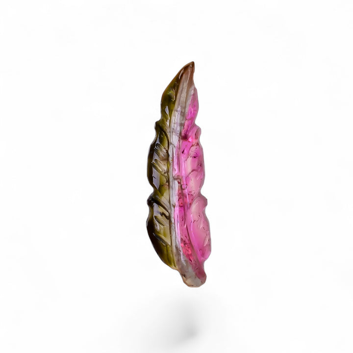 Natural Watermelon Tourmaline Leaf Shape Carved Loose Gemstone For Making Jewelry 2.65 Ct. 21X5X2 mm Y-9976
