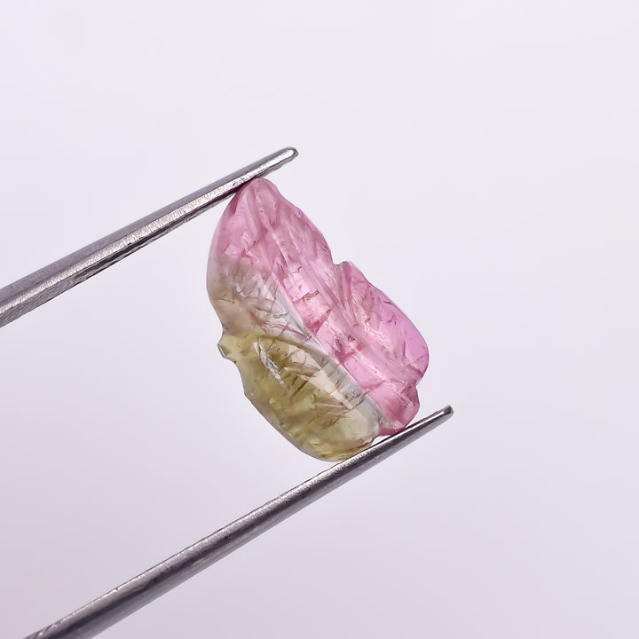 Natural Watermelon Tourmaline Leaf Shape Carved Loose Gemstone For Making Jewelry 3.6 Ct. 14X8X3 mm Y-9977