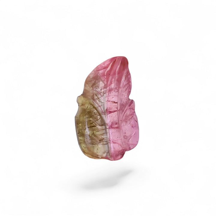 Natural Watermelon Tourmaline Leaf Shape Carved Loose Gemstone For Making Jewelry 3.6 Ct. 14X8X3 mm Y-9977