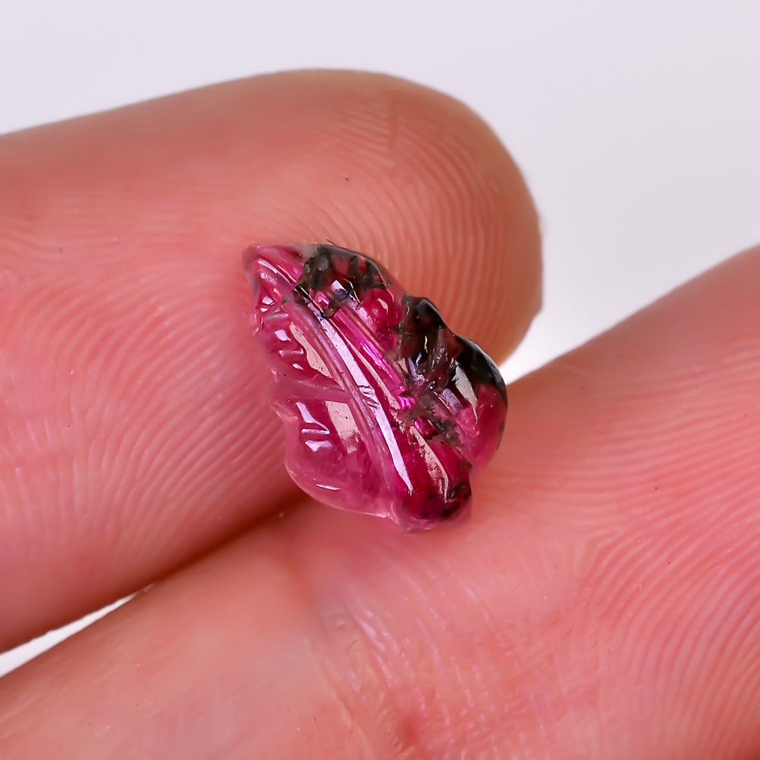 Natural Watermelon Tourmaline Leaf Shape Carved Loose Gemstone For Making Jewelry 1.75 Ct. 11X7X3 mm Y-9979