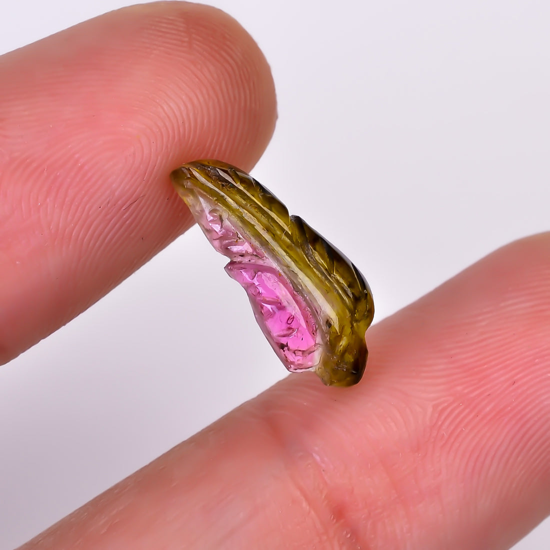 Natural Watermelon Tourmaline Leaf Shape Carved Loose Gemstone For Making Jewelry 2.65 Ct. 16X6X3 mm Y-9980