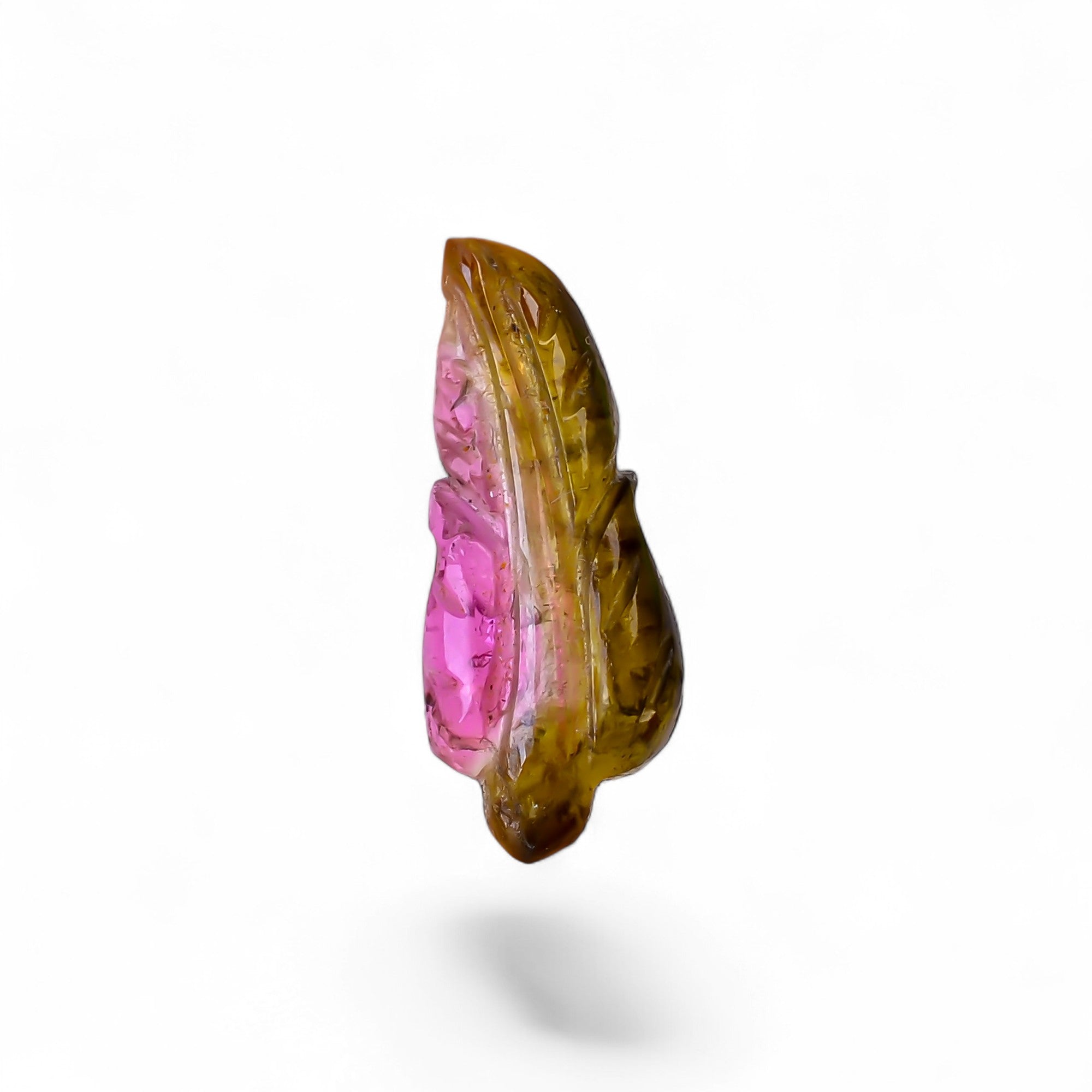Natural Watermelon Tourmaline Leaf Shape Carved Loose Gemstone For Making Jewelry 2.65 Ct. 16X6X3 mm Y-9980