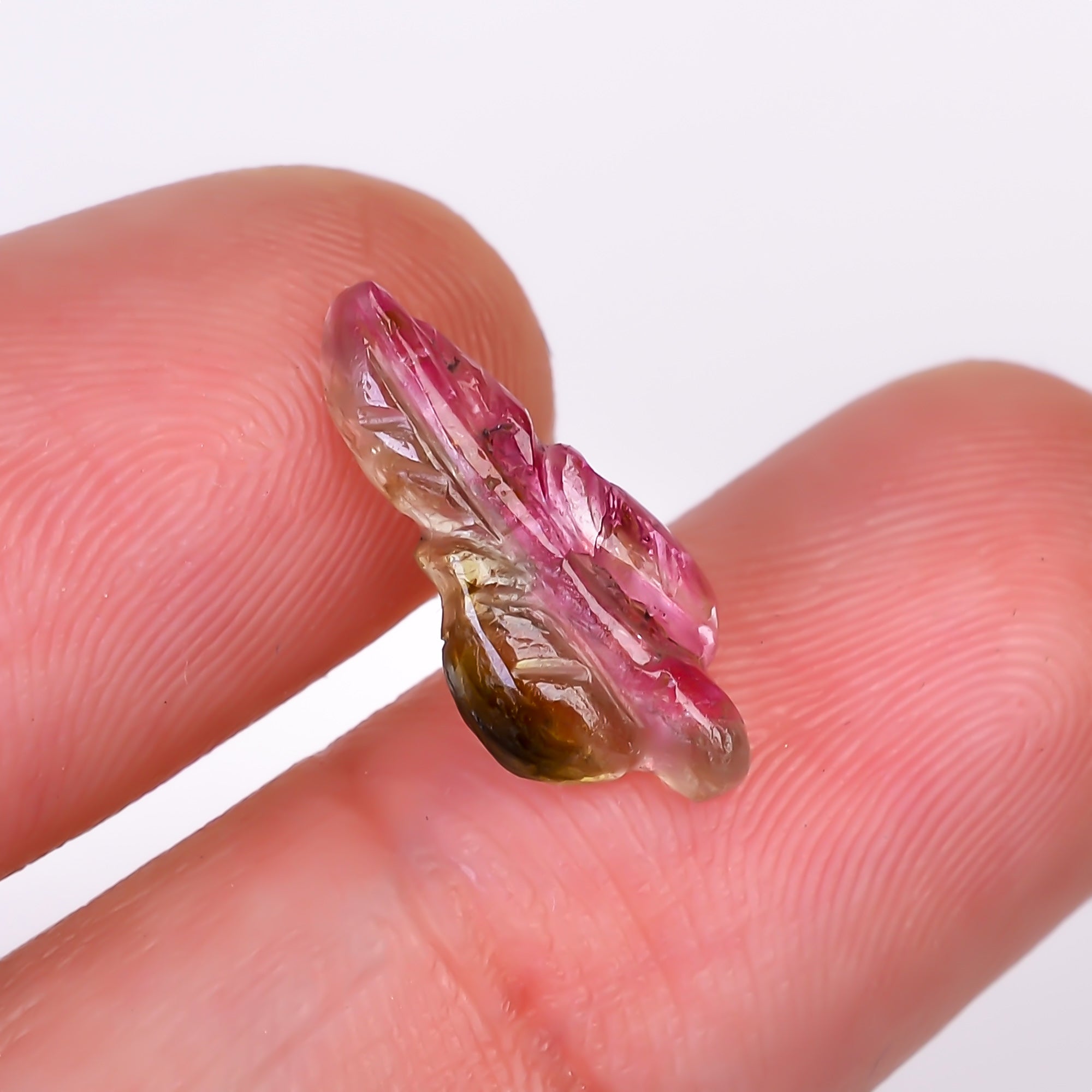 Natural Watermelon Tourmaline Leaf Shape Carved Loose Gemstone For Making Jewelry 2.3 Ct. 16X7X3 mm Y-9981