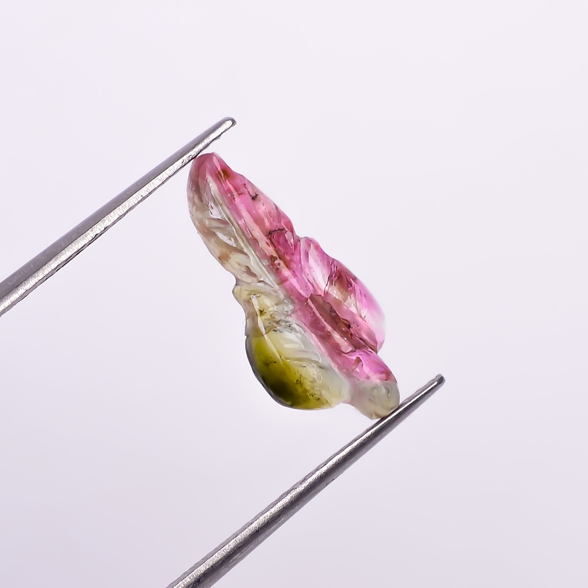 Natural Watermelon Tourmaline Leaf Shape Carved Loose Gemstone For Making Jewelry 2.3 Ct. 16X7X3 mm Y-9981