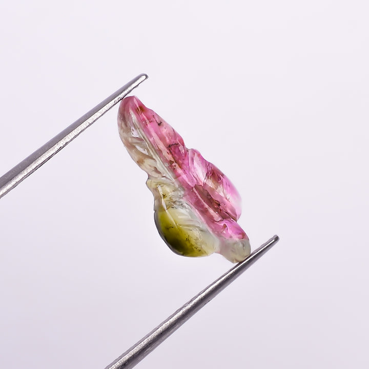 Natural Watermelon Tourmaline Leaf Shape Carved Loose Gemstone For Making Jewelry 2.3 Ct. 16X7X3 mm Y-9981