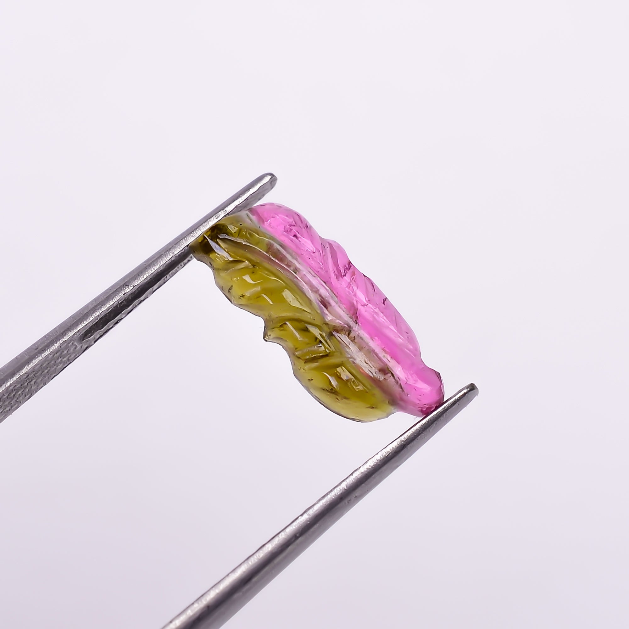 Natural Watermelon Tourmaline Leaf Shape Carved Loose Gemstone For Making Jewelry 2 Ct. 14X5X2 mm Y-9983
