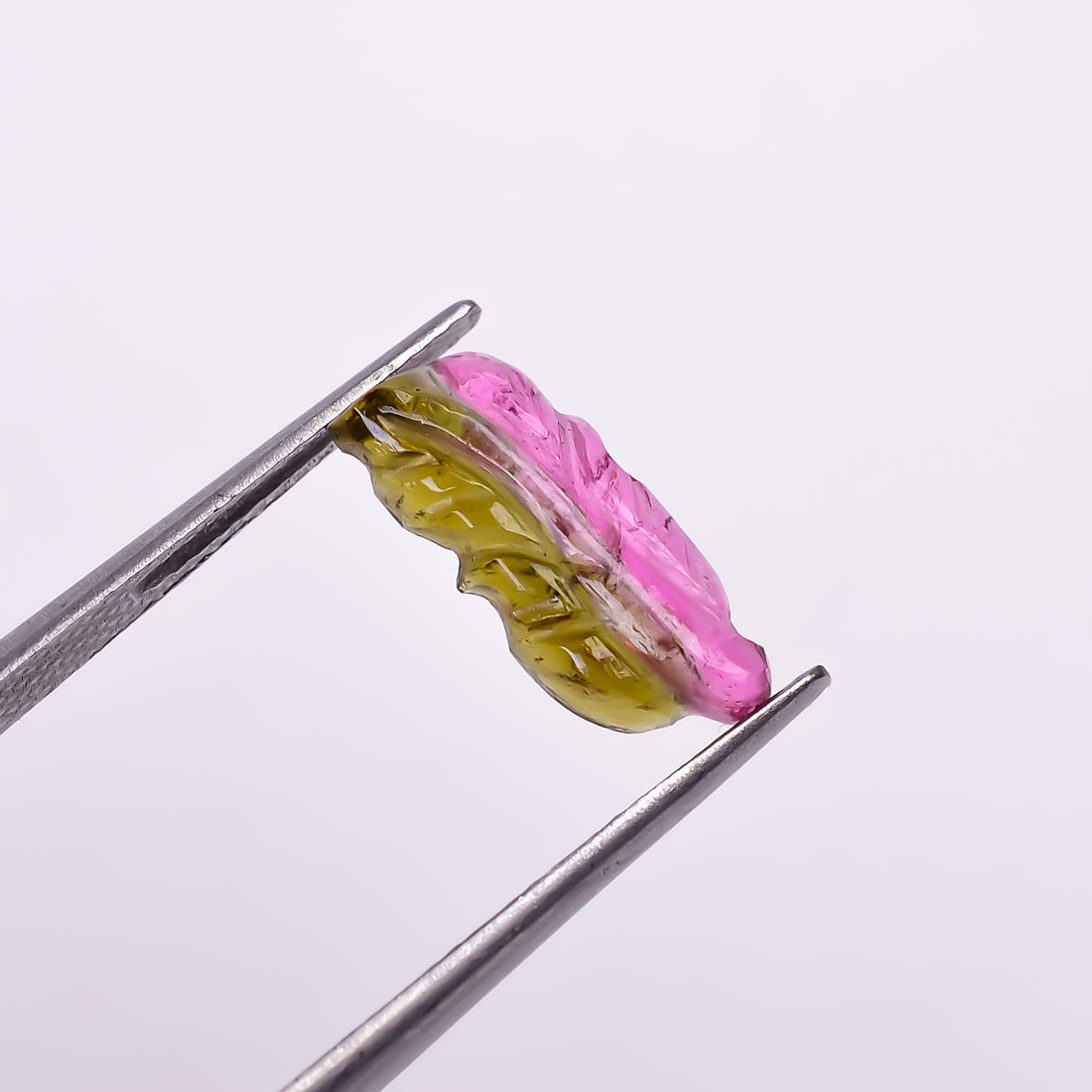 Natural Watermelon Tourmaline Leaf Shape Carved Loose Gemstone For Making Jewelry 2 Ct. 14X5X2 mm Y-9983