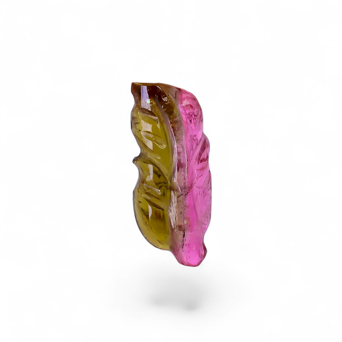 Natural Watermelon Tourmaline Leaf Shape Carved Loose Gemstone For Making Jewelry 2 Ct. 14X5X2 mm Y-9983