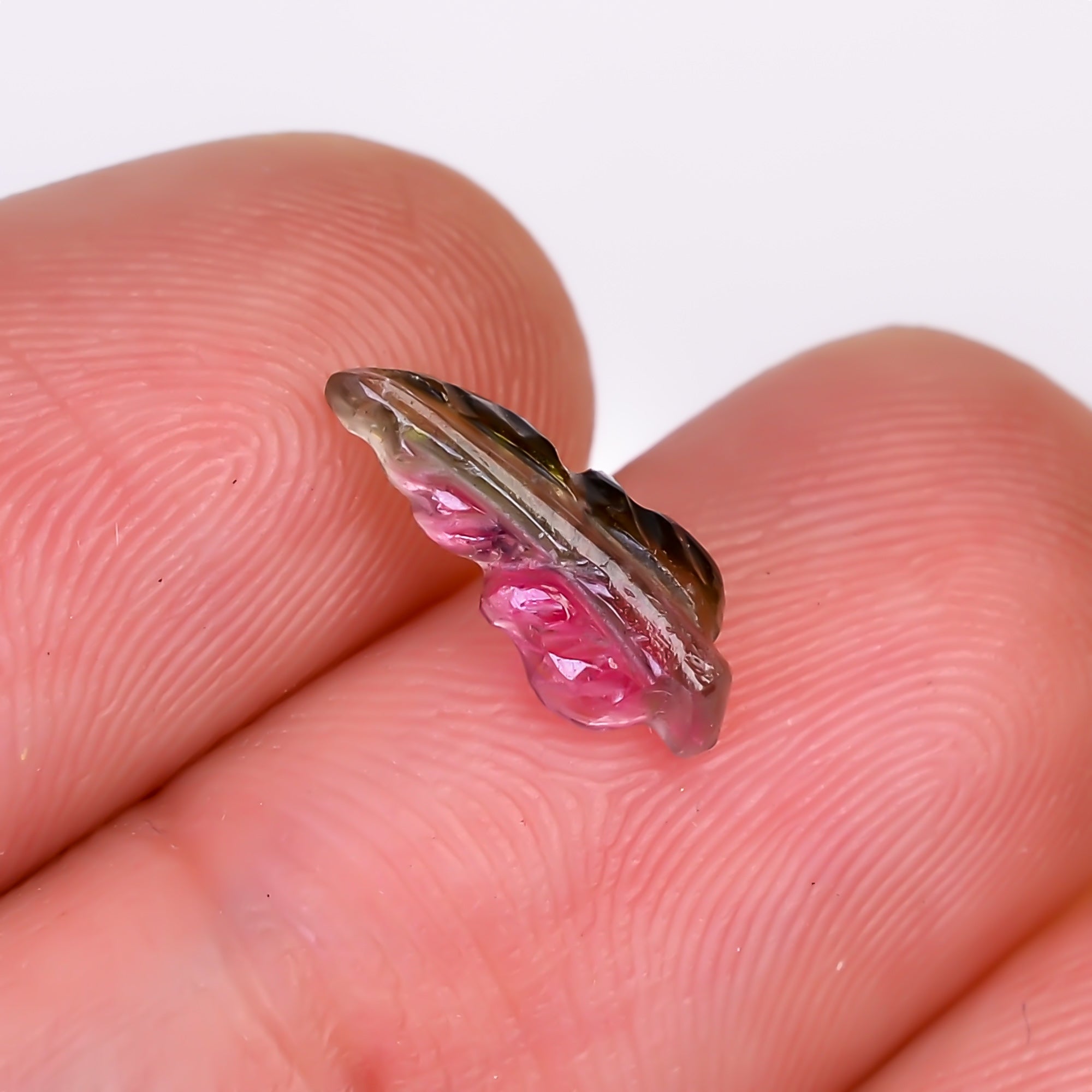 Natural Watermelon Tourmaline Leaf Shape Carved Loose Gemstone For Making Jewelry 0.8 Ct. 12X5X2 mm Y-9984