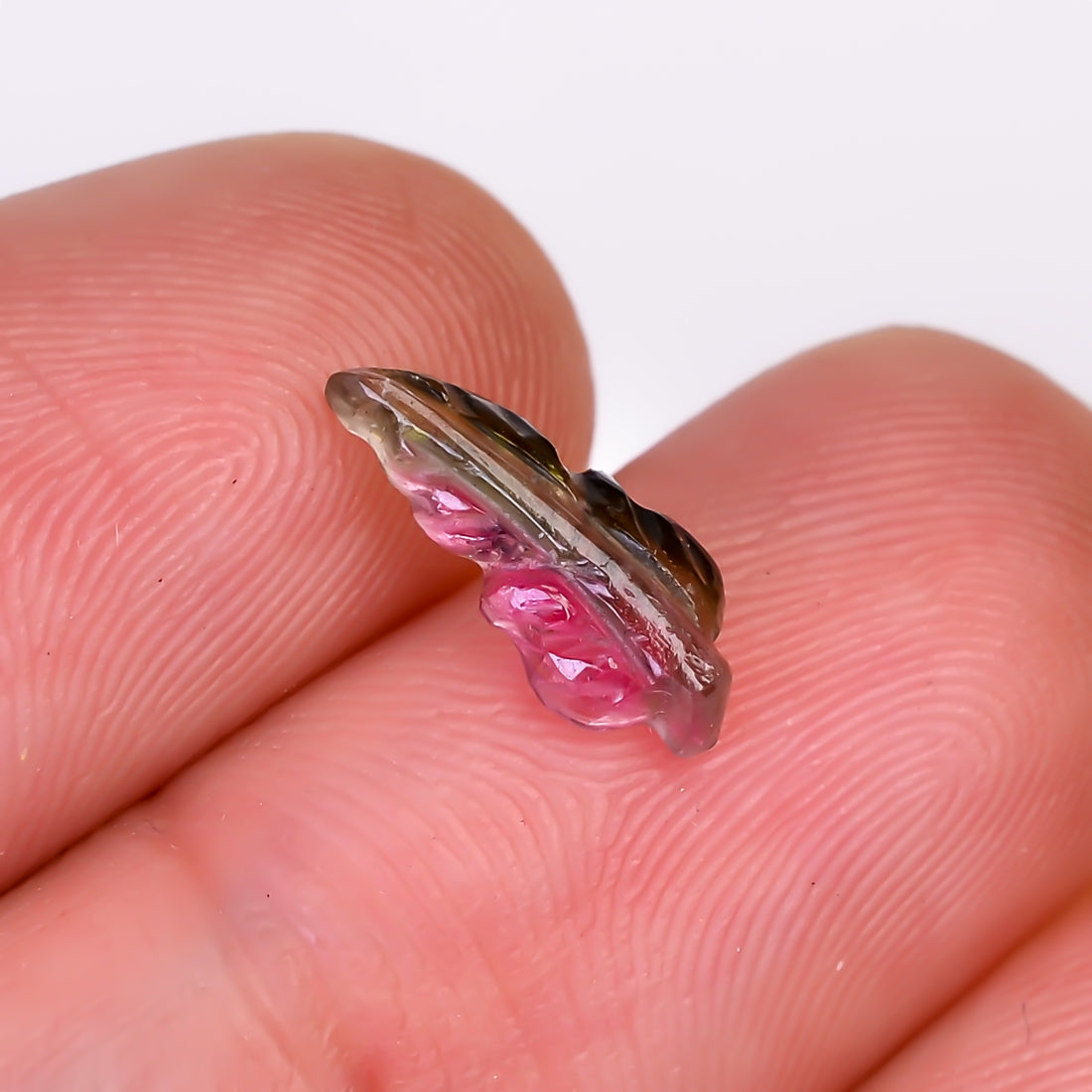 Natural Watermelon Tourmaline Leaf Shape Carved Loose Gemstone For Making Jewelry 0.8 Ct. 12X5X2 mm Y-9984