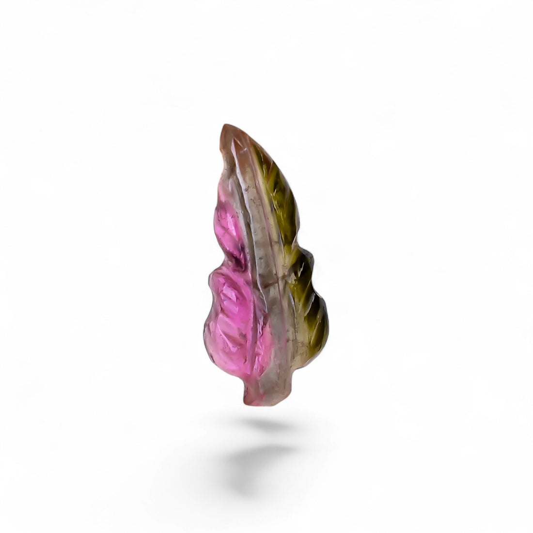 Natural Watermelon Tourmaline Leaf Shape Carved Loose Gemstone For Making Jewelry 0.8 Ct. 12X5X2 mm Y-9984