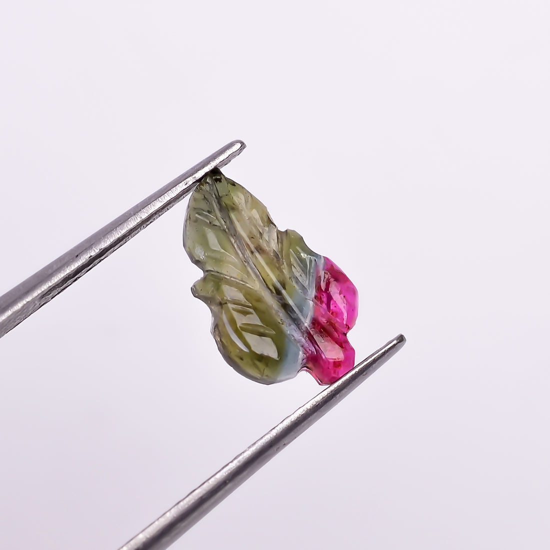 Natural Watermelon Tourmaline Leaf Shape Carved Loose Gemstone For Making Jewelry 1.1 Ct. 12X7X2 mm Y-9985