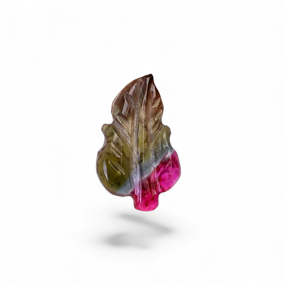 Natural Watermelon Tourmaline Leaf Shape Carved Loose Gemstone For Making Jewelry 1.1 Ct. 12X7X2 mm Y-9985