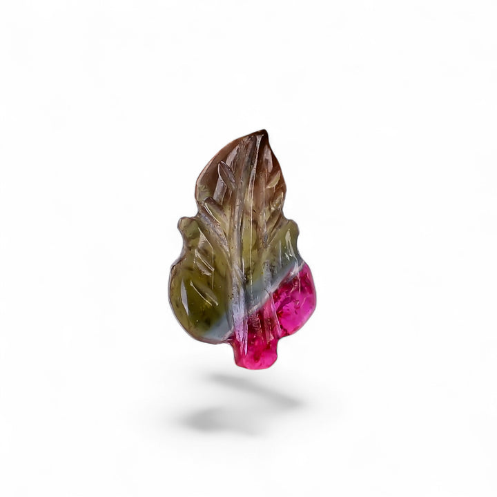 Natural Watermelon Tourmaline Leaf Shape Carved Loose Gemstone For Making Jewelry 1.1 Ct. 12X7X2 mm Y-9985