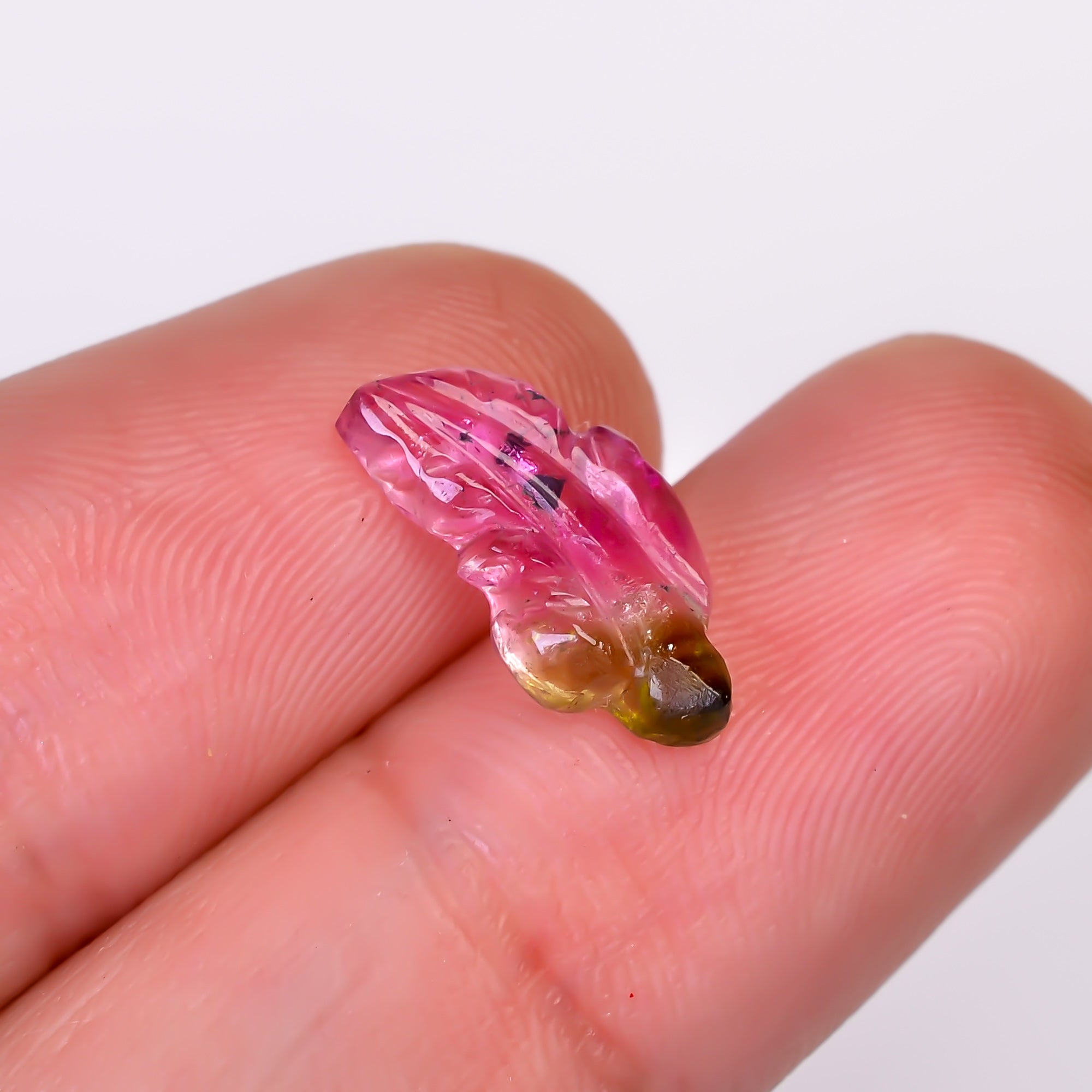 Natural Watermelon Tourmaline Leaf Shape Carved Loose Gemstone For Making Jewelry 1.8 Ct. 13X7X2 mm Y-9986