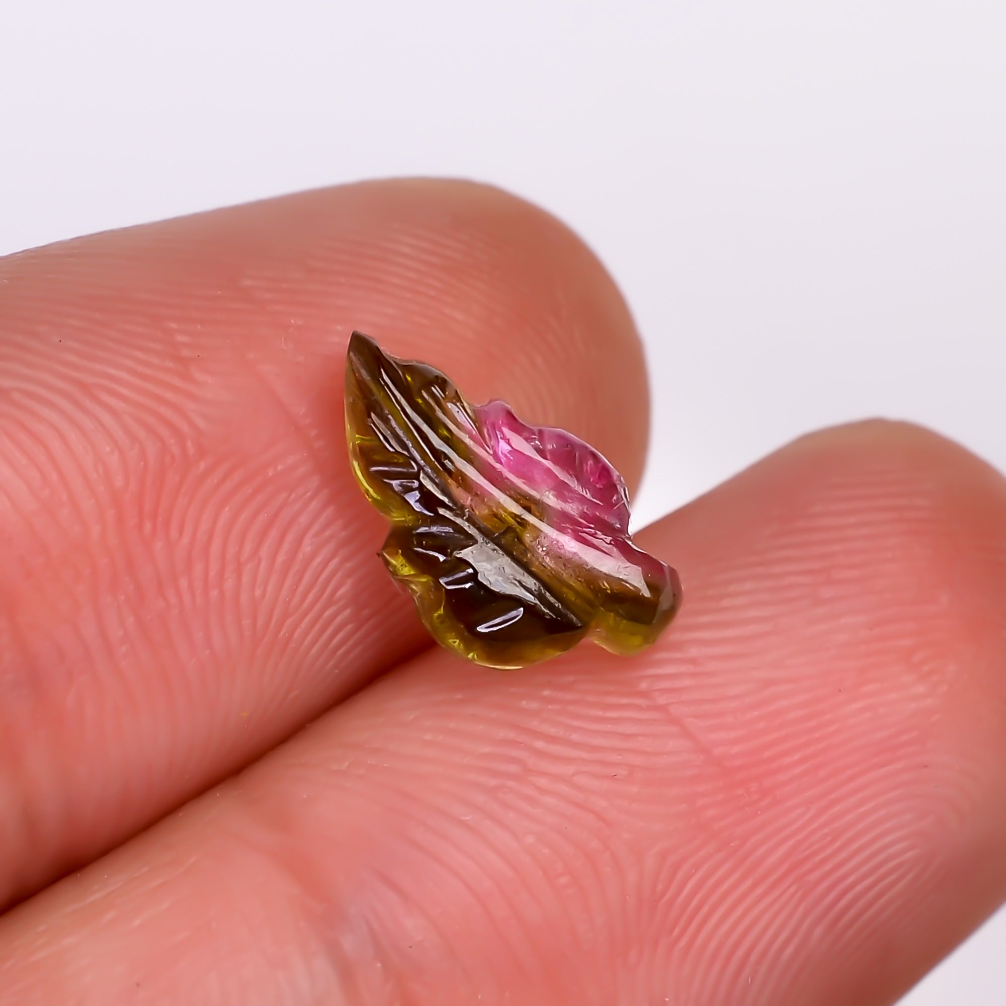 Natural Watermelon Tourmaline Leaf Shape Carved Loose Gemstone For Making Jewelry 1.55 Ct. 11X6X3 mm Y-9988