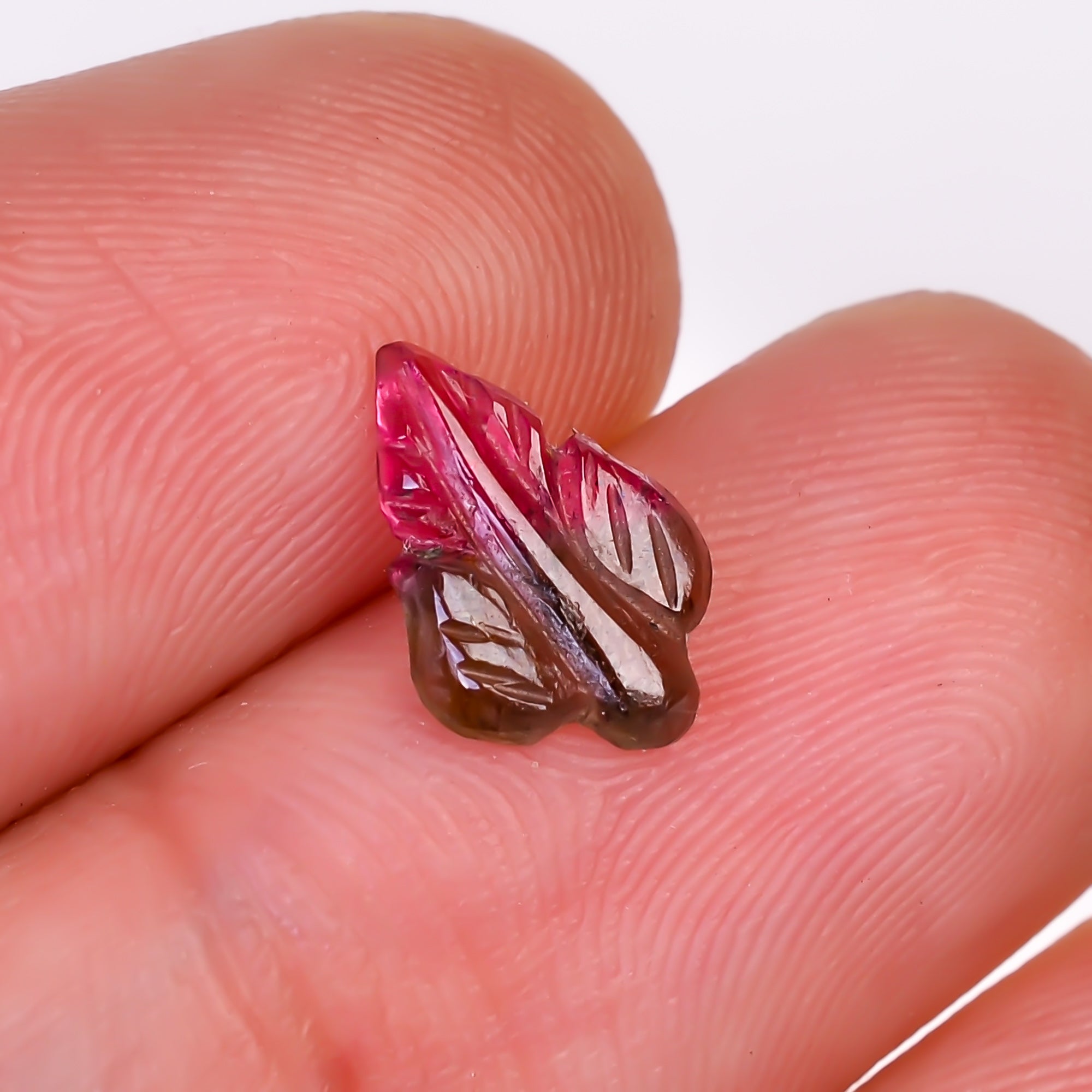 Natural Watermelon Tourmaline Leaf Shape Carved Loose Gemstone For Making Jewelry 0.85 Ct. 10X7X1 mm Y-9990