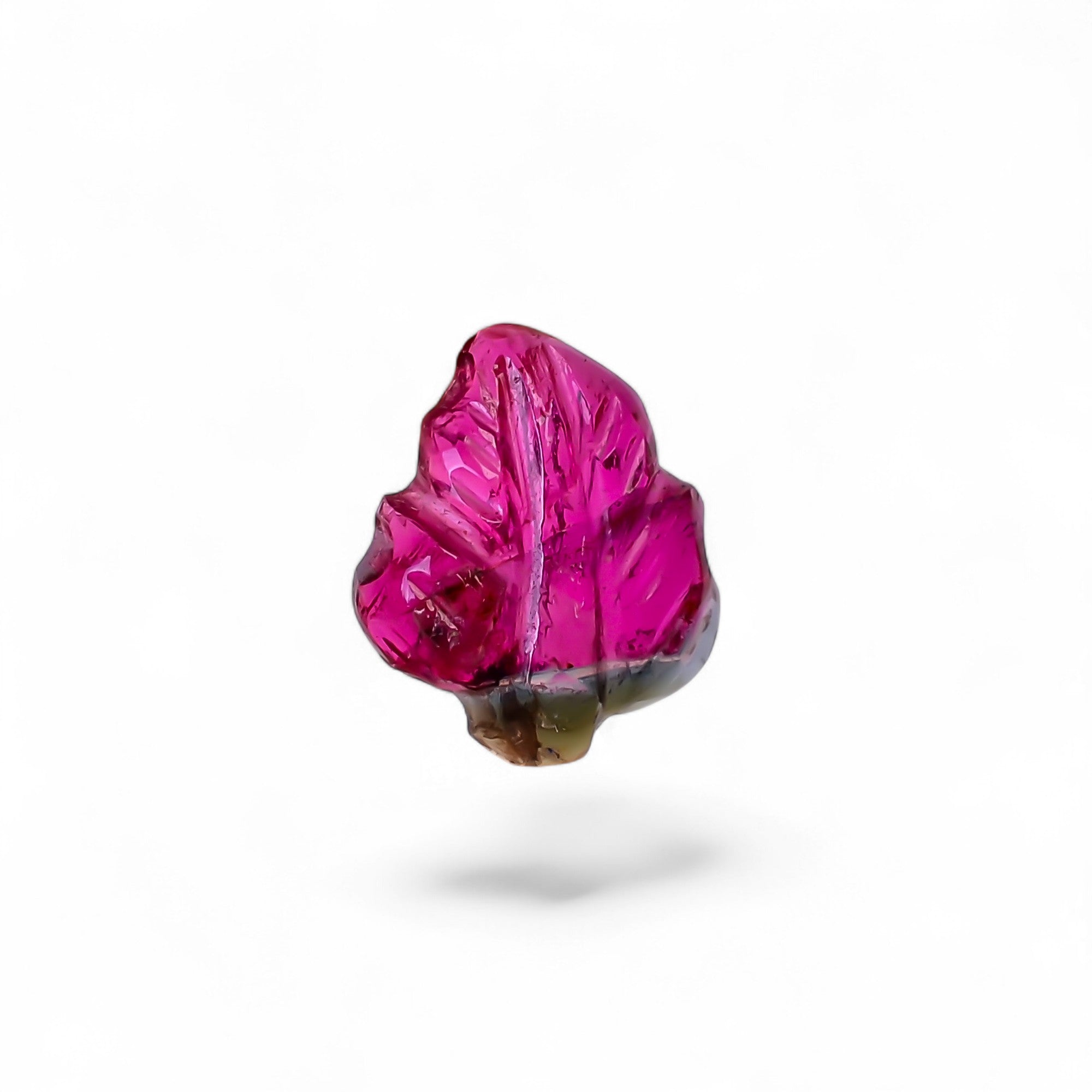 Natural Watermelon Tourmaline Leaf Shape Carved Loose Gemstone For Making Jewelry 1 Ct. 9X7X2 mm Y-9991