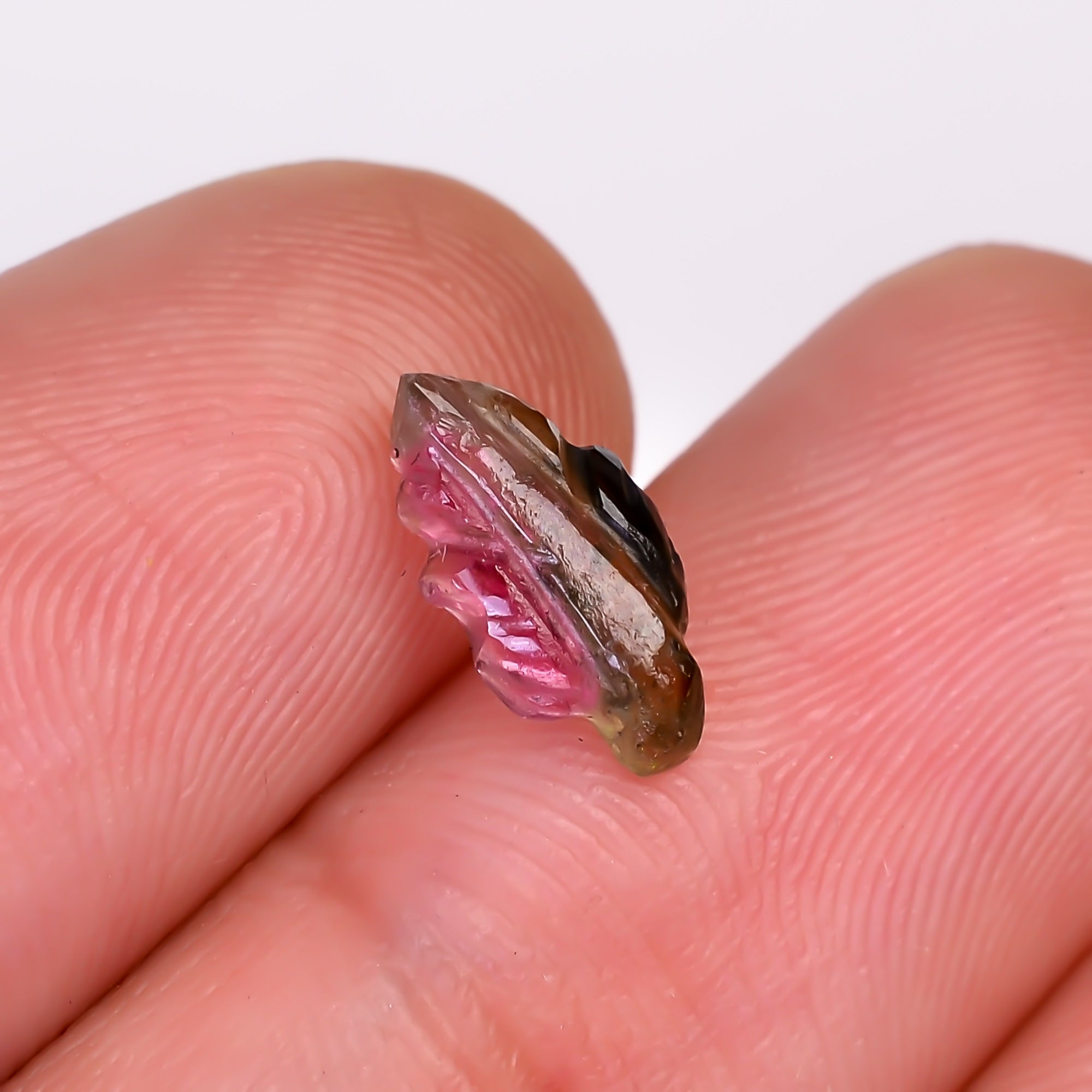 Natural Watermelon Tourmaline Leaf Shape Carved Loose Gemstone For Making Jewelry 1.05 Ct. 10X5X2 mm Y-9994