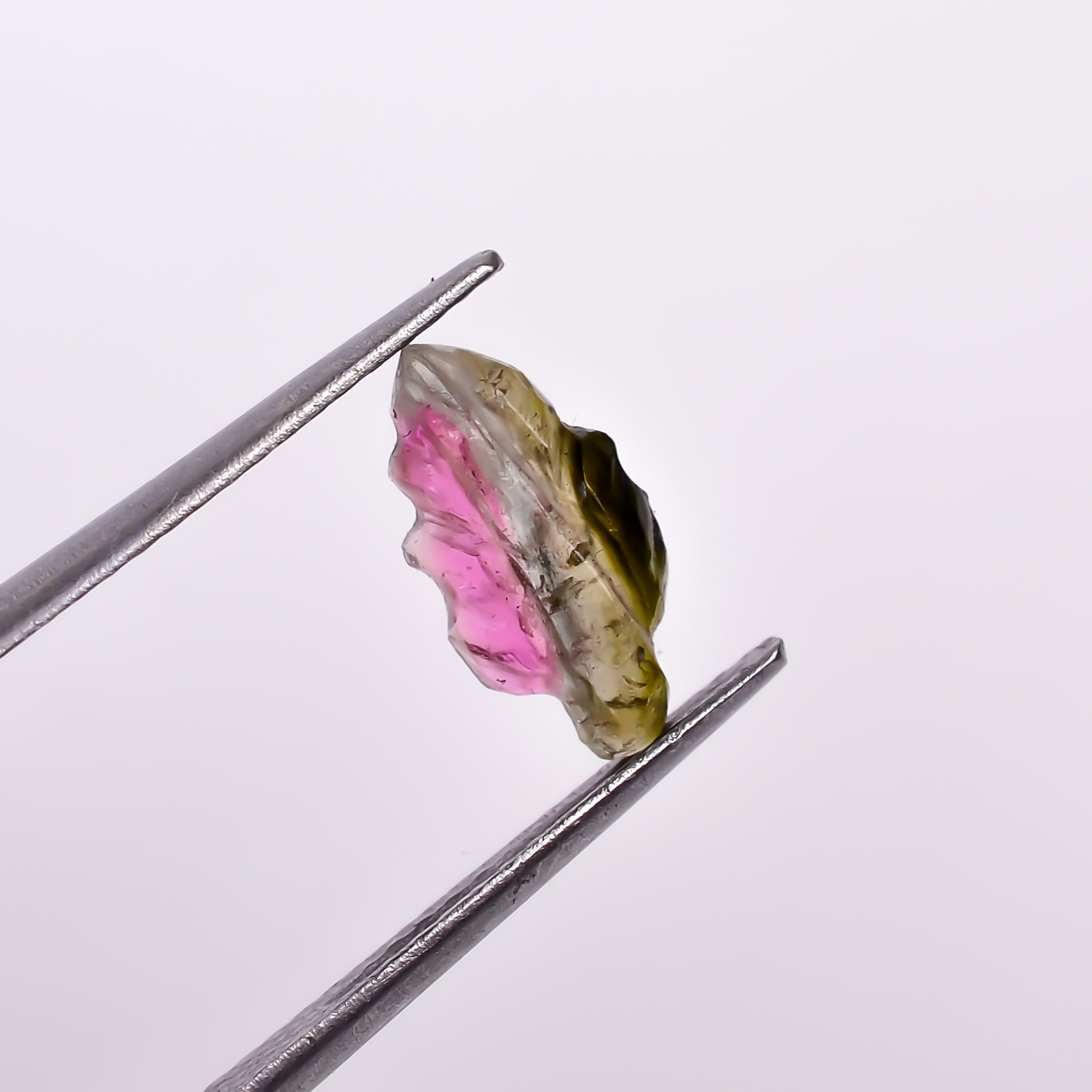 Natural Watermelon Tourmaline Leaf Shape Carved Loose Gemstone For Making Jewelry 1.05 Ct. 10X5X2 mm Y-9994