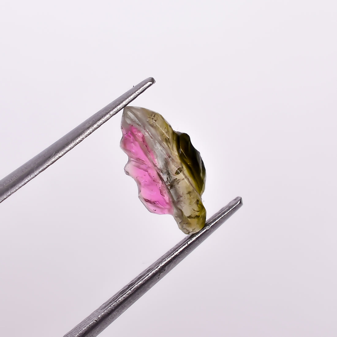 Natural Watermelon Tourmaline Leaf Shape Carved Loose Gemstone For Making Jewelry 1.05 Ct. 10X5X2 mm Y-9994