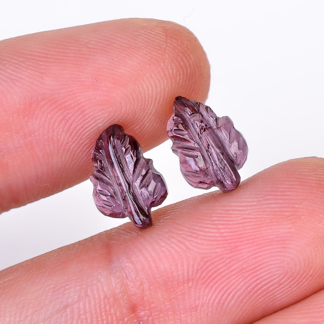 Natural Watermelon Tourmaline Leaf Shape Carved Loose Gemstone Pair For Making Earrings 3.6 Ct. 10X7X3 mm Y-9999